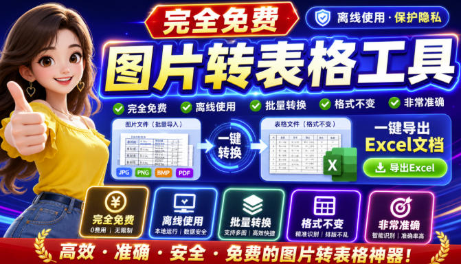 图片表格识别提取工具,支持一键从图片中智能提取表格并导出Excel文件,可离线免网运行,FastTableOCR-聚业