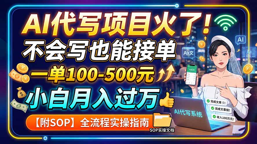 AI代写项目火了!不会写也能接单,一单100-500元,小白月入过万【附SOP】-聚业