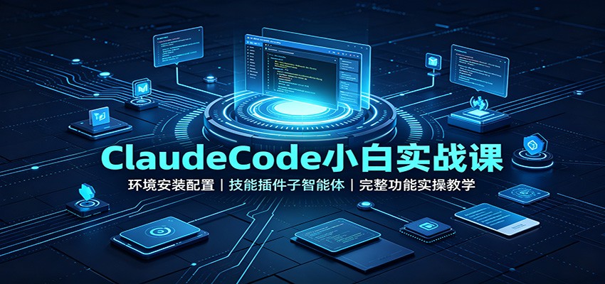 ClaudeCode小白实战课:环境安装配置,技能插件子智能体,完整功能实操教学-聚业