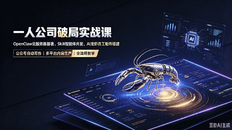 一人公司破局实战课|OpenClaw云服务器部署、Skill智能体开发、AI龙虾员工矩阵搭建,公众号自动写作与多平台内容…-聚业