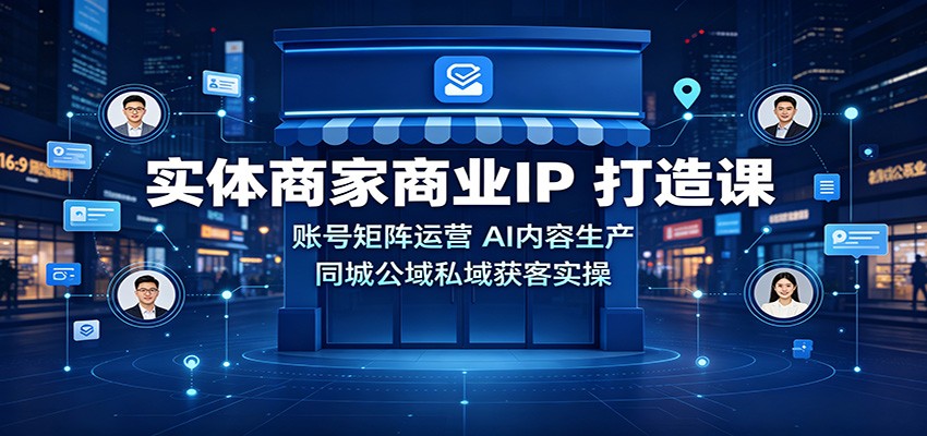 实体商家商业IP打造课:账号矩阵运营,AI内容生产,同城公域私域获客实操-聚业
