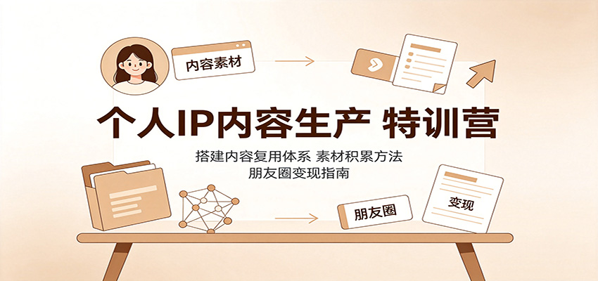 个人IP内容生产特训营:搭建内容复用体系,素材积累方法,朋友圈变现指南-聚业
