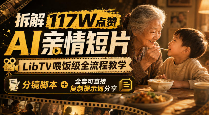 拆解117W点赞AI亲情短片,LibTV喂饭级全流程教学,分镜脚本+全套可直接复制提示词分享-聚业
