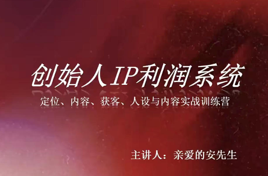 创始人IP利润系统8月训练营,定位、内容、获客、人设与内容实战训练营-聚业