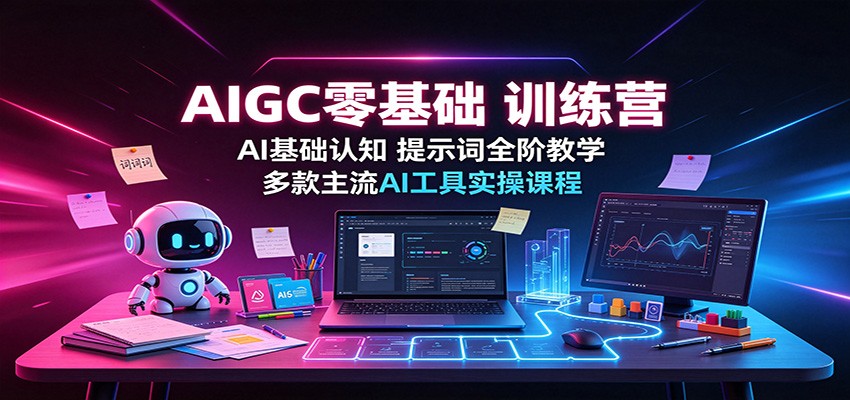 AIGC零基础训练营:AI基础认知,提示词全阶教学,多款主流AI工具实操课程-聚业