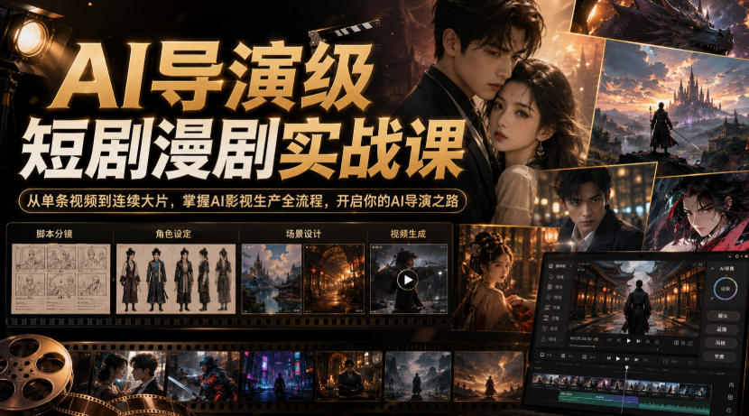 AI导演级短剧漫剧实战课,从单条视频到连续大片,掌握AI影视生产全流程,开启你的AI导演之路!-聚业