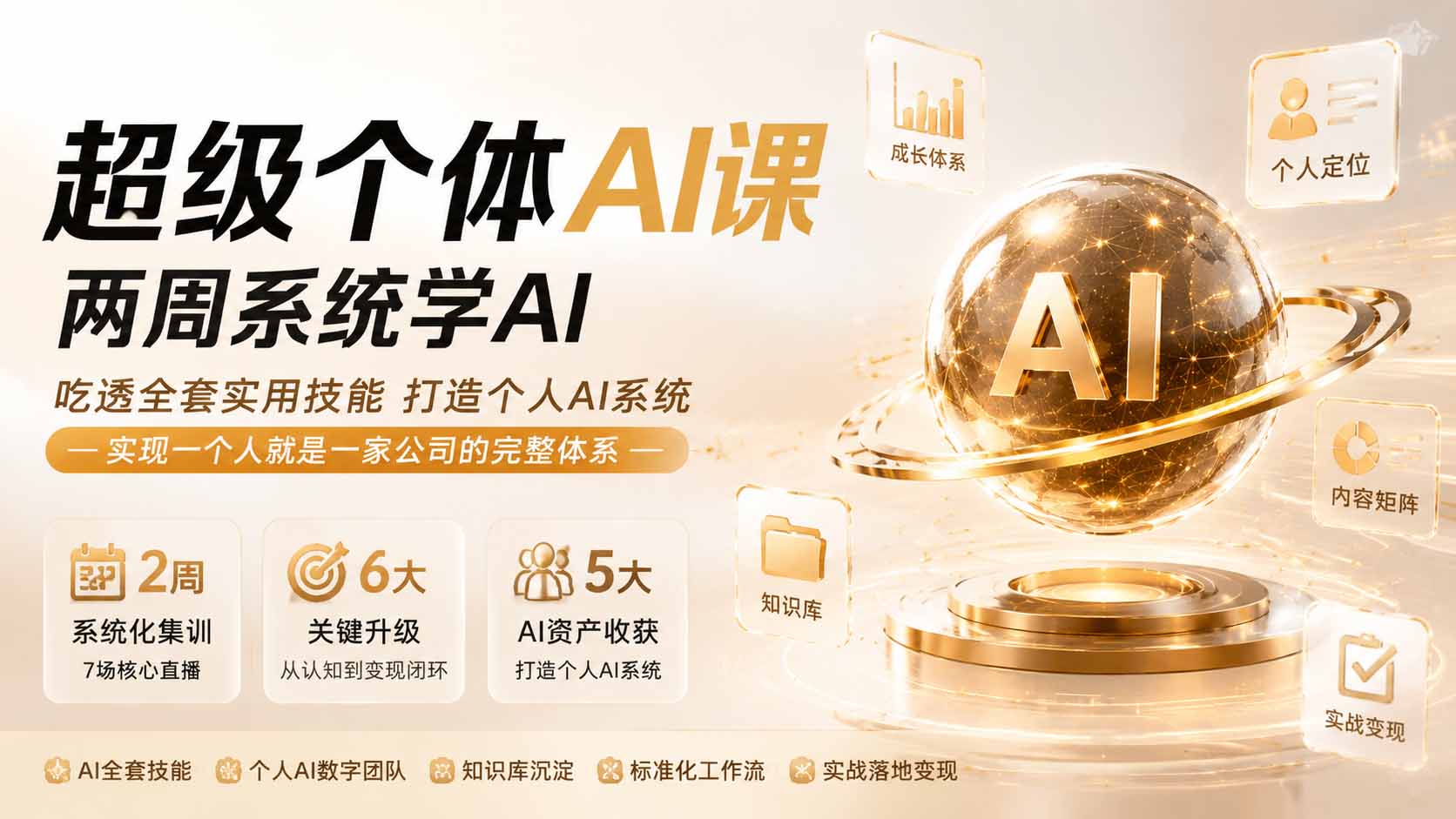 超级个体AI课 两周系统学AI;吃透全套实用技能打造个人AI系统,实现一个人就是一家公司的完整体系(更新0823-聚业