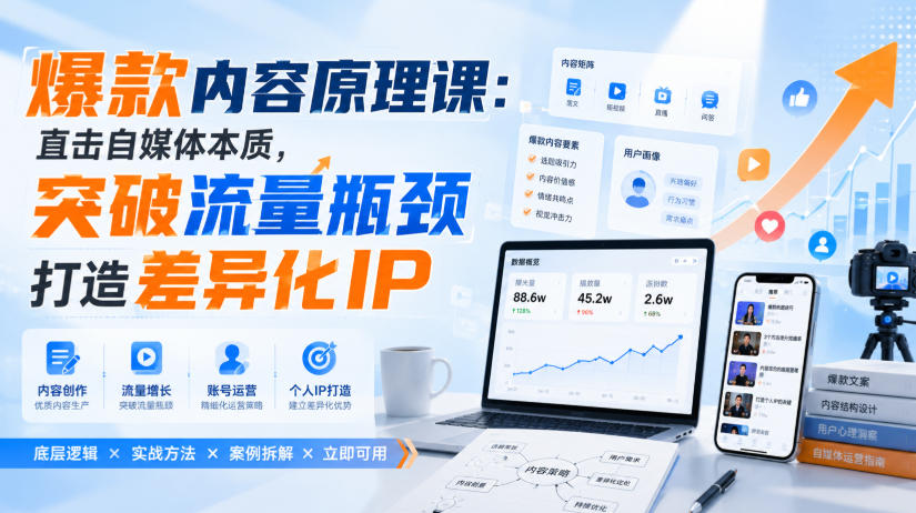 爆款内容原理课:直击自媒体本质,突破流量瓶颈打造差异化IP-聚业