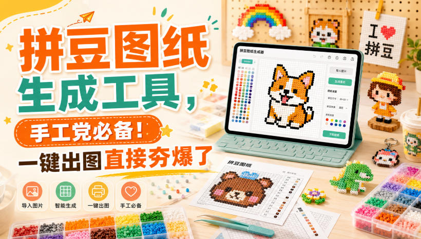 拼豆图纸生成工具,手工党必备!一键出图直接夯爆了-聚业