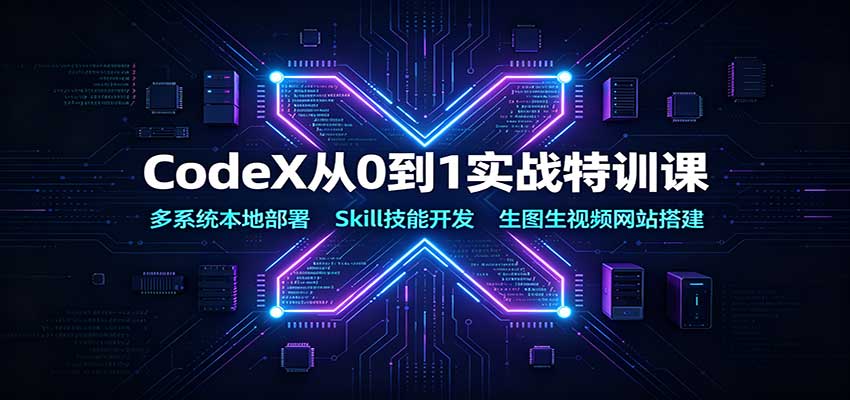 CodeX从0到1实战特训课:多系统本地部署,Skill技能开发,生图生视频网站搭建-聚业