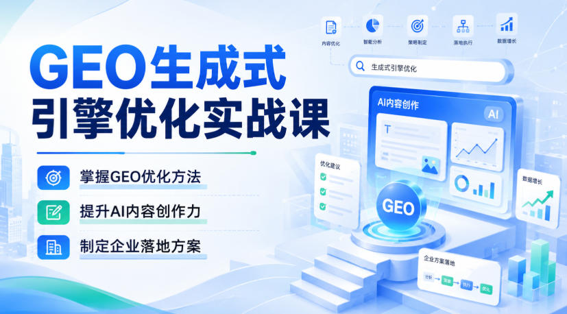 GEO生成式引擎优化实战课,掌握GEO优化方法,提升AI内容创作力,制定企业落地方案-聚业