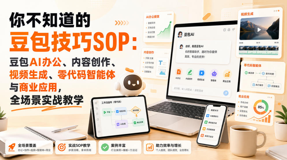 你不知道的豆包技巧SOP:豆包AI办公、内容创作、视频生成、零代码智能体与商业应用,全场景实战教学-聚业