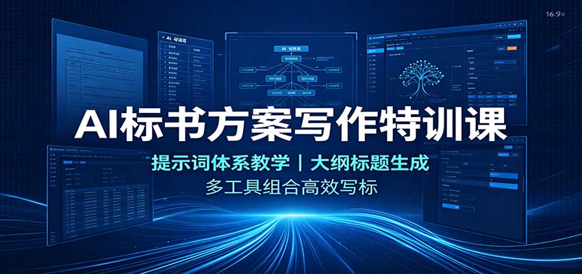 AI标书方案写作特训课:提示词体系教学,大纲标题生成,多工具组合高效写标-聚业