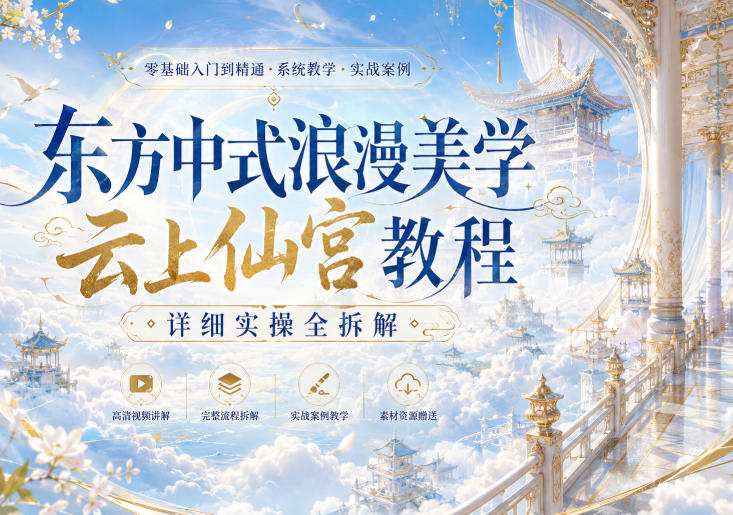 东方中式浪漫美学云上仙宫教程,详细实操全拆解-聚业