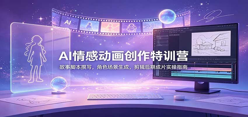 AI情感动画创作特训营:故事脚本撰写,角色场景生成,剪辑后期成片实操指南-聚业