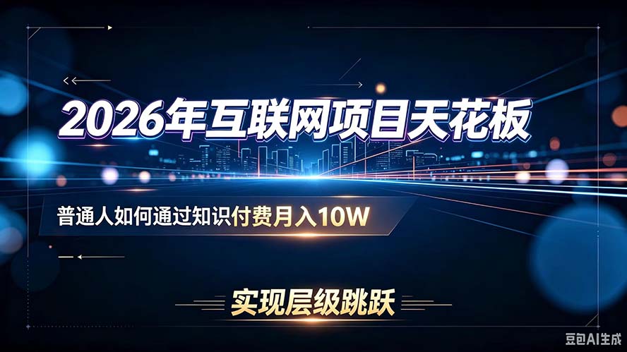 2026年互联网项目天花板:普通人如何通过知识付费月入10W,实现层级跳跃-聚业