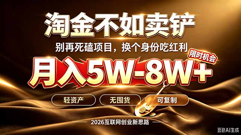 别再傻乎乎埋头跑项目!互联网真正赚钱逻辑:做卖铲人,拒绝当韭菜,逆风翻盘月入5-8W+-聚业