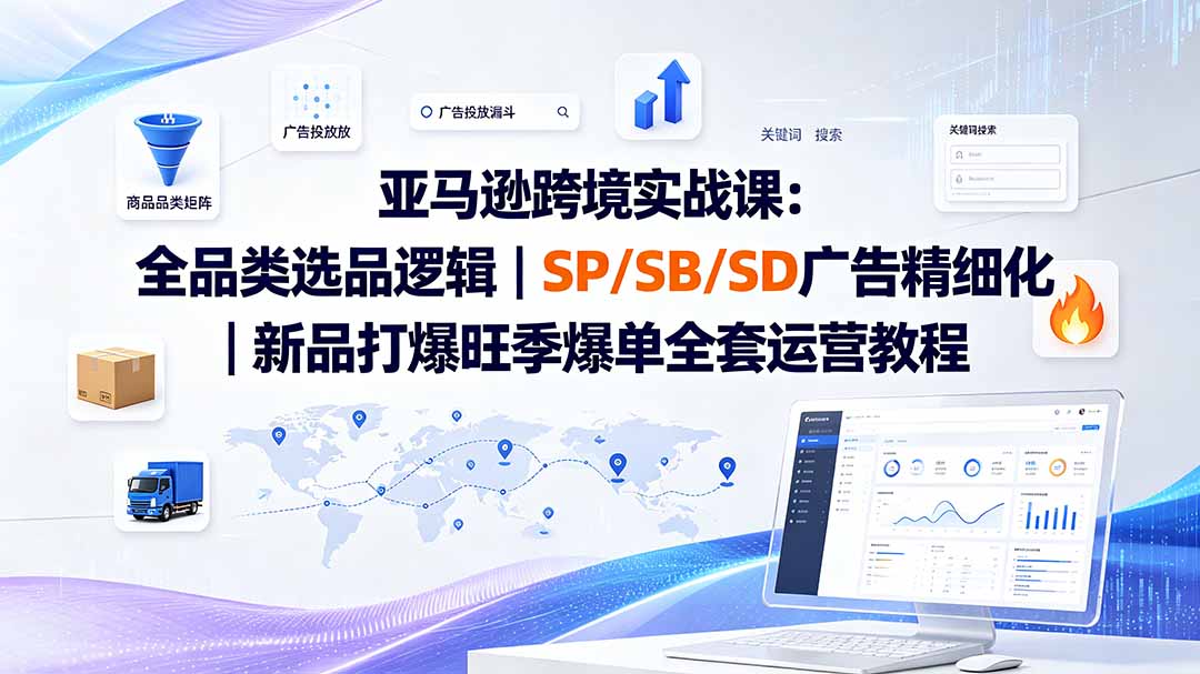 亚马逊跨境实战课-更新8月:全品类选品逻辑|SP/SB/SD广告精细化|新品打爆旺季爆单全套运营教程-聚业