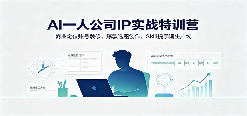 AI一人公司IP实战特训营:商业定位账号装修,爆款选题创作,Skill提示词生产线-聚业