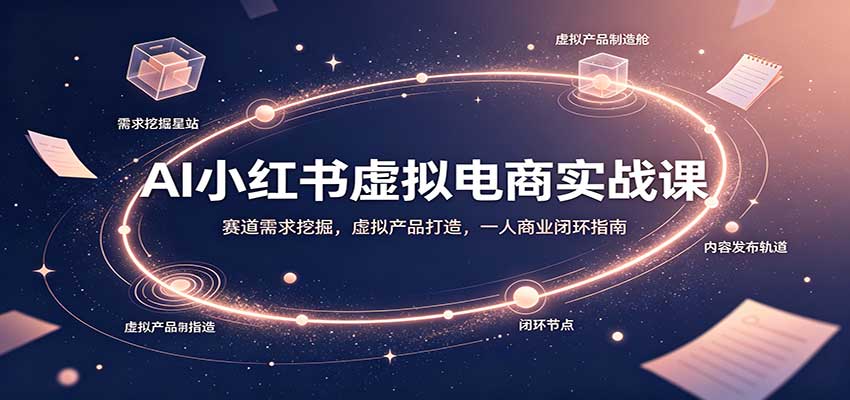AI小红书虚拟电商实战课:赛道需求挖掘,虚拟产品打造,一人商业闭环指南-聚业