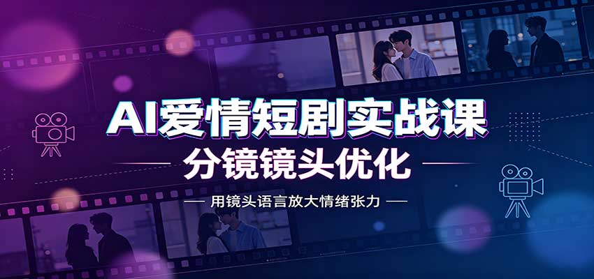 AI爱情短剧实战课:故事剧本创作,分镜镜头优化,智能体提示词-聚业