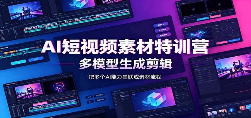 AI短视频素材特训营:Codex本地部署实操,多模型生成剪辑,爆量素材挖掘教学-聚业