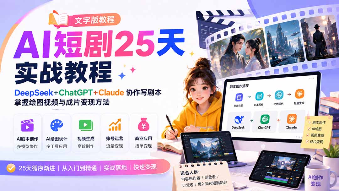 AI短剧25天实战教程(文字版教程-聚业