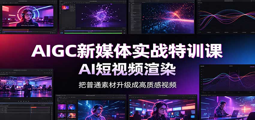 AIGC新媒体实战特训课:工具入门实操,AI短视频渲染,数字人商业视频制作-聚业