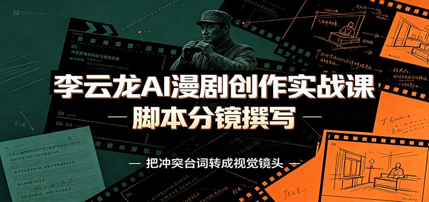 李云龙AI漫剧创作实战课:角色人设还原,脚本分镜撰写,AI漫剧成片完整制作教学-聚业