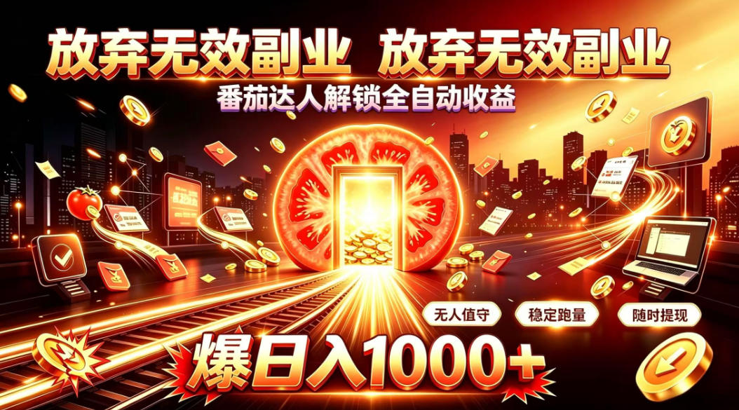 放弃无效副业，番茄达人解锁全自动收益，日入1k+，门槛最低的线上轻资产项目【揭秘】-聚业