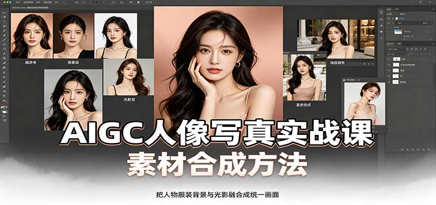AIGC人像写真实战课：软件平台部署筹备，素材合成方法，多题材写真案例-聚业
