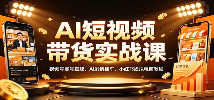 AI短视频带货实战课:视频号账号搭建,AI剧情挂车,小红书虚拟电商教程-聚业