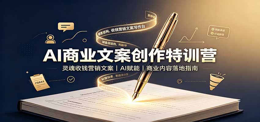 AI商业文案创作特训营：灵魂收钱营销文案，AI赋能，商业内容落地指南-聚业