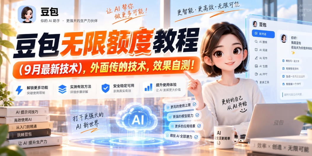 豆包无限额度教程(9月最新技术),外面传的技术,效果自测!-聚业