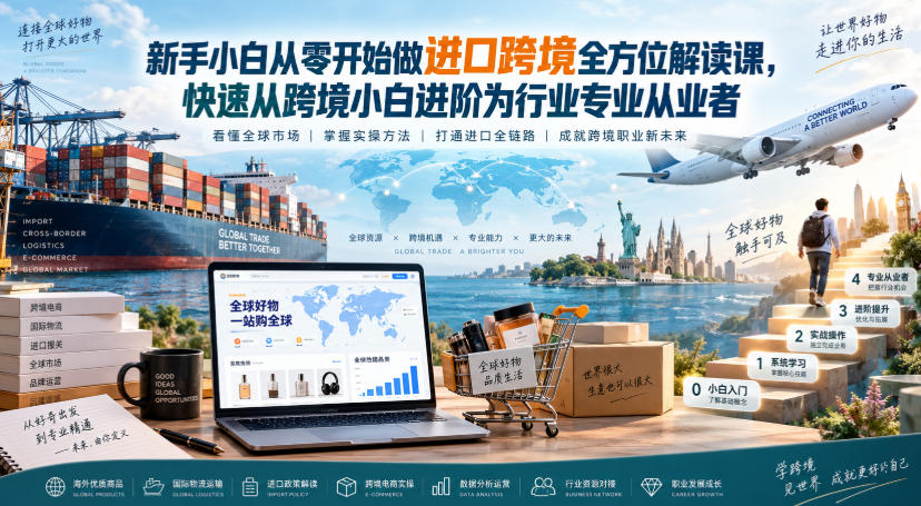 新手小白从零开始做进口跨境全方位解读课,快速从跨境小白进阶为行业专业从业者-聚业