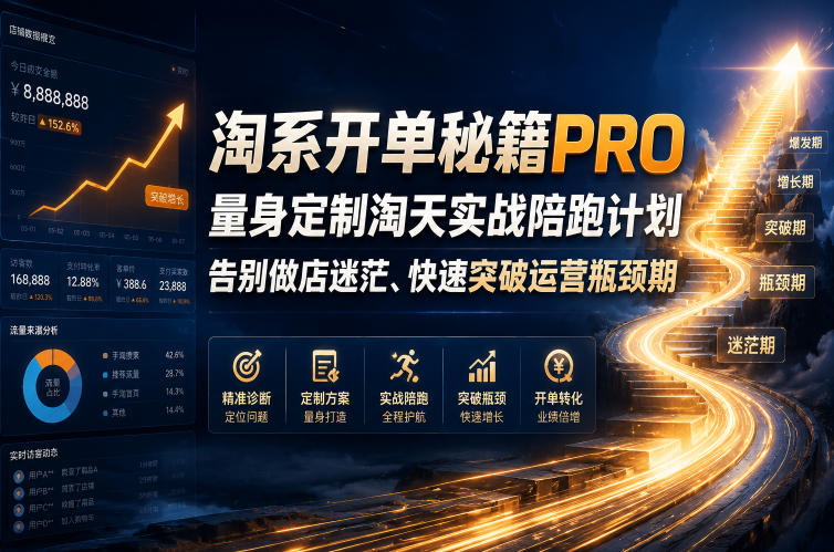 淘系开单秘籍PRO,量身定制淘天实战陪跑计划,告别做店迷茫、快速突破运营瓶颈期(更新260906)-聚业