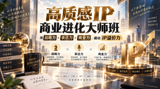 高质感IP商业进化大师班,用战略力+表达力+商业力,撬动IP溢价力-聚业