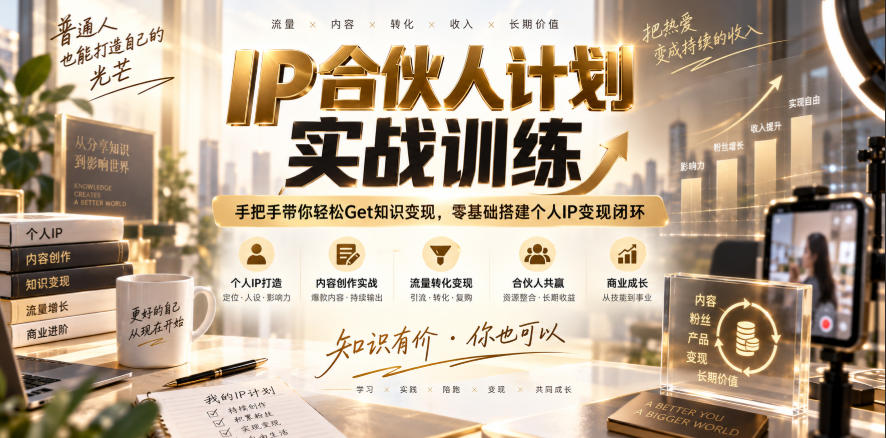 IP合伙人计划实战训练,手把手带你轻松Get知识变现,零基础搭建个人IP变现闭环(更新260908)-聚业