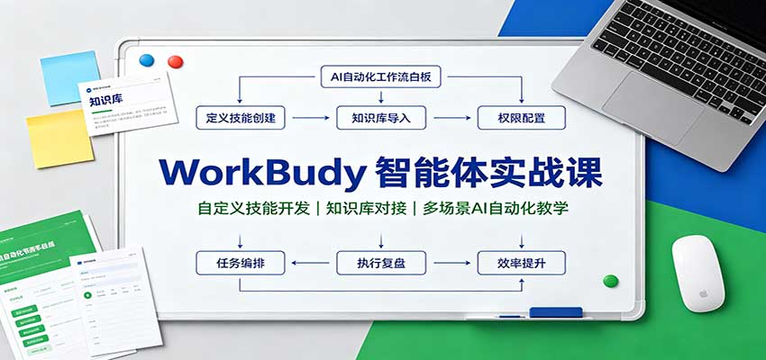 WorkBuddy智能体实战课:自定义技能开发,知识库对接,多场景AI自动化教学-聚业