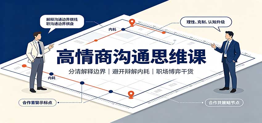 高情商沟通思维课:分清解释边界,避开辩解内耗,职场博弈干货-聚业
