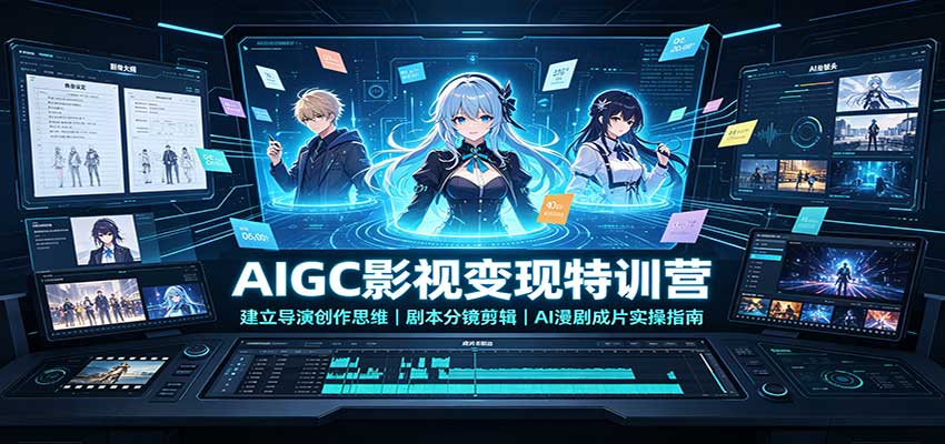 AIGC影视变现特训营:建立导演创作思维,剧本分镜剪辑,AI漫剧成片实操指南-聚业