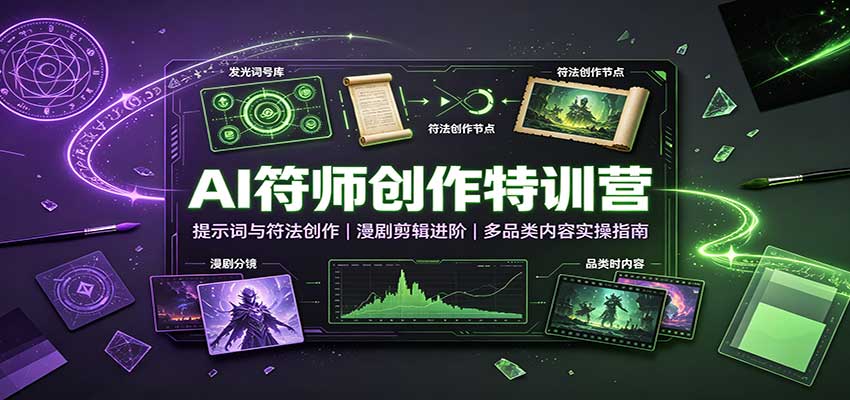 AI符师创作特训营:提示词与符法创作,漫剧剪辑进阶,多品类内容实操指南-聚业