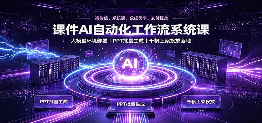 课件AI自动化工作流系统课:大模型环境部署,PPT批量生成,千帆上架投放落地-聚业