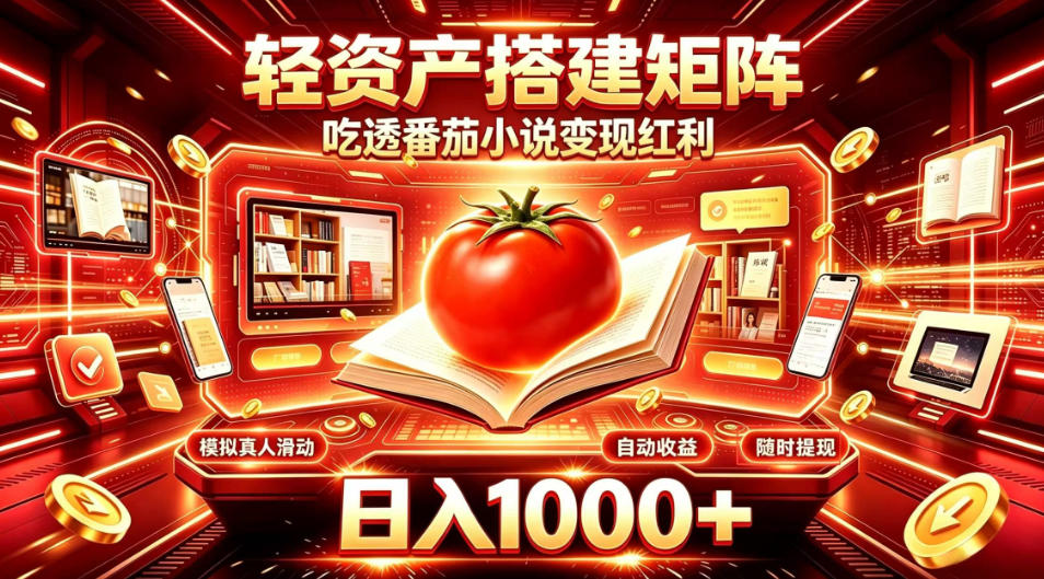 轻资产搭建矩阵,吃透番茄小说变现红利,日入1000+,支持无限矩阵放大【揭秘】-聚业