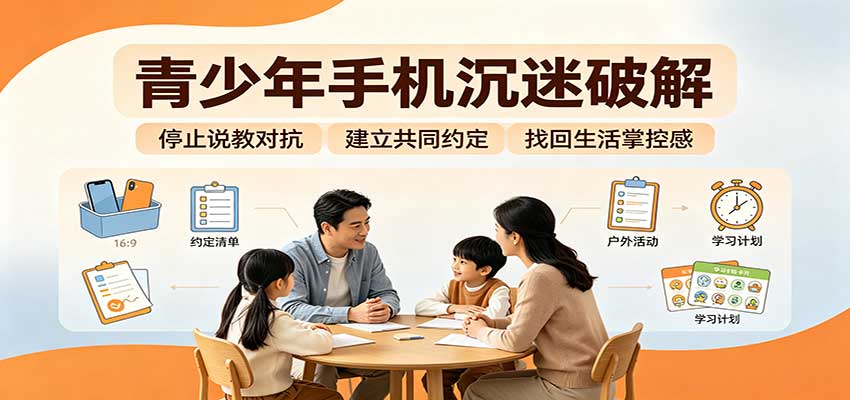 青少年手机沉迷破解:跳出管控说教思维,六步法引导孩子夺回注意力掌控权-聚业