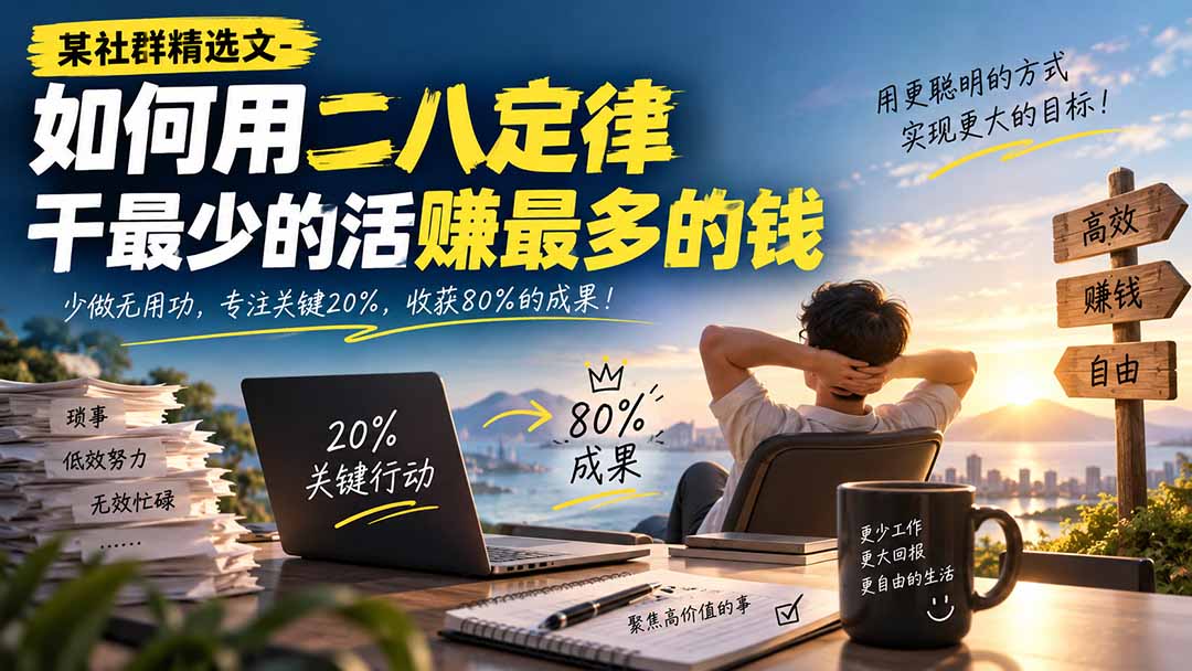 某社群精选文-如何用二八定律干最少的活赚最多的钱-聚业