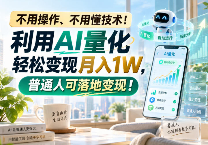 不用操作、不用懂技术！利用AI量化轻松变现月入1W，普通人可落地变现！【揭秘】-聚业