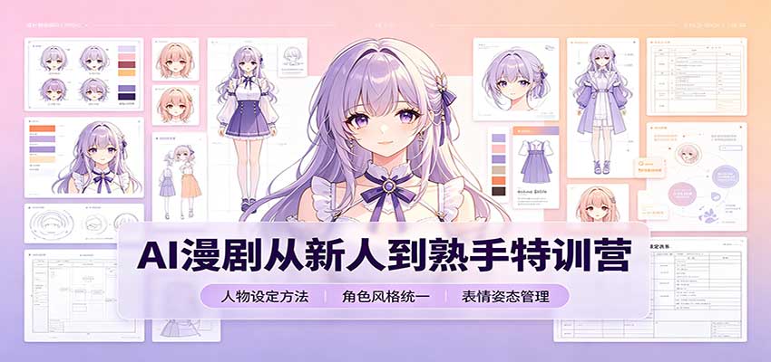 AI漫剧从新人到熟手特训营：剧本分镜创作，提示词模板，人物设定与工具资源-聚业