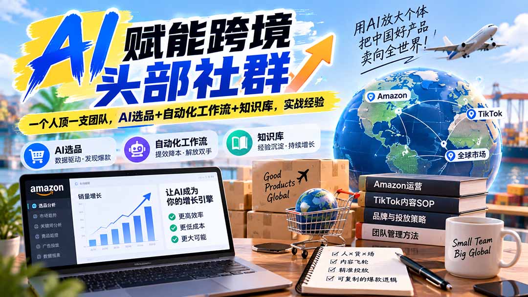AI赋能跨境头部社群-更新9月：一个人顶一支团队，AI选品+自动化工作流+知识库，实战经验-聚业