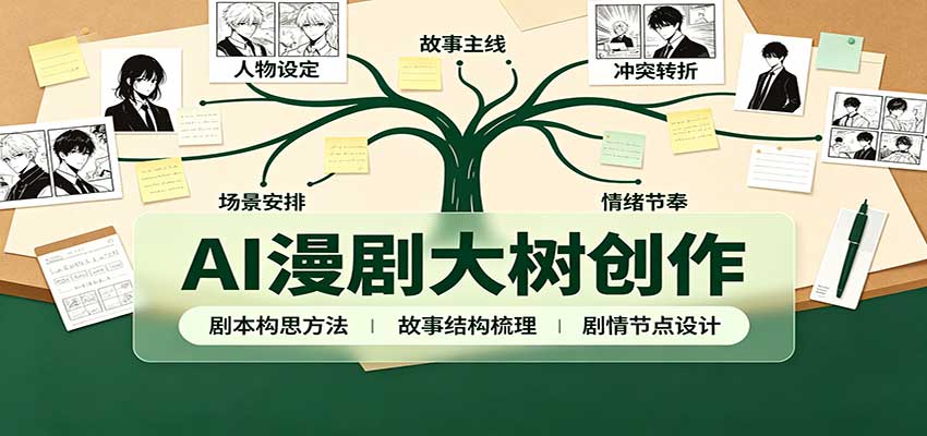 AI漫剧大树创作：剧本构思课程讲解，软件插件配置，配套工具资料完整梳理-聚业